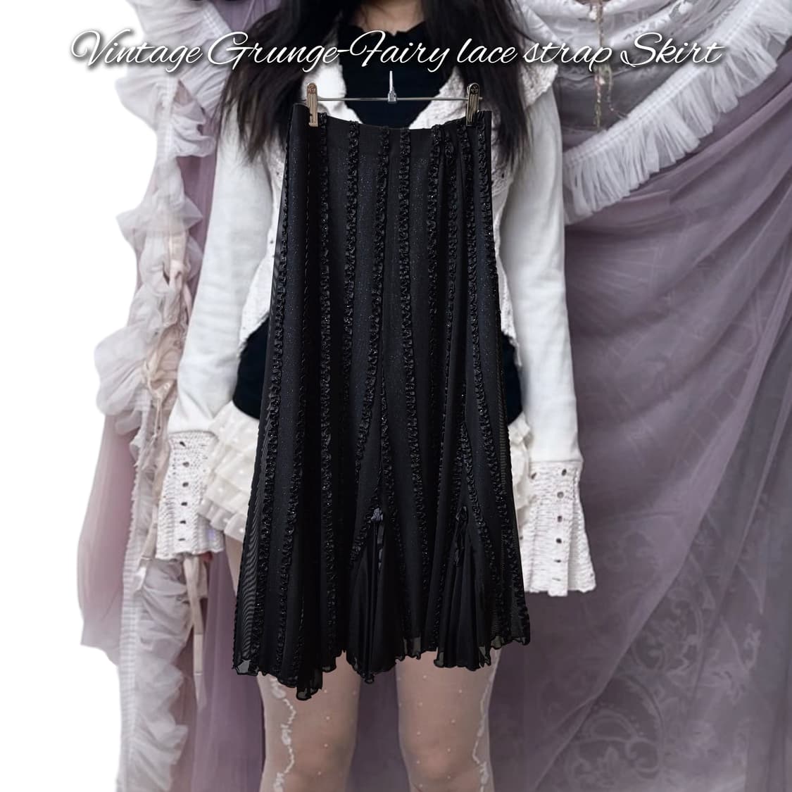 Vintage Grunge-Fairy lace strap Skirt 상품이미지1