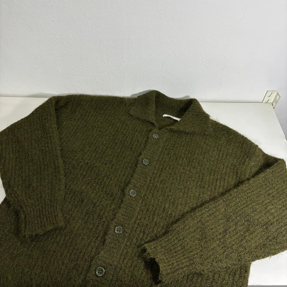 L 키뮤어 카키 오버핏 카라 가디건 상품이미지1