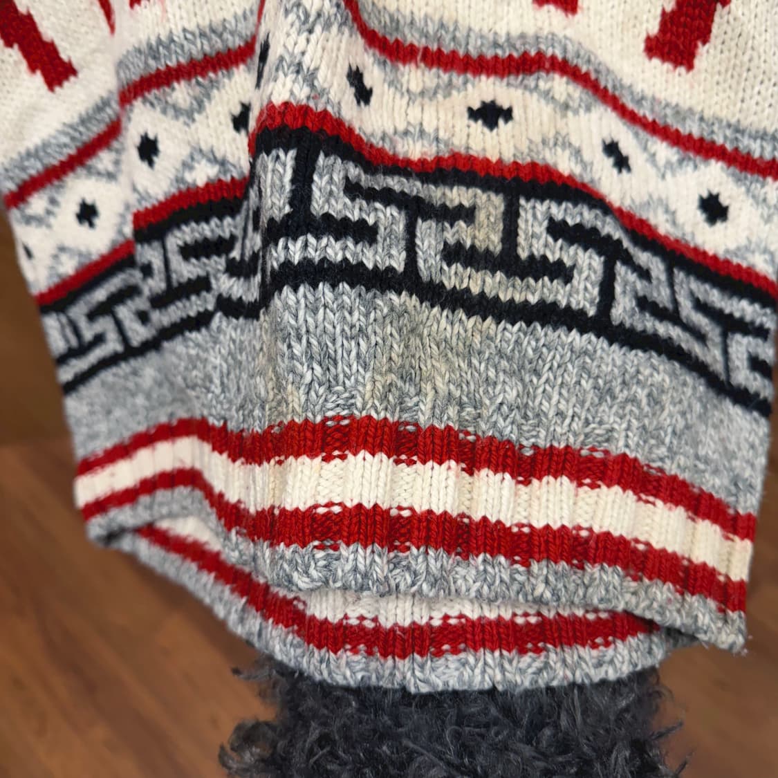 빈티지 니트 집업 가디건 순록 메이플 패턴 디테일 루즈핏 그레이 상품이미지9