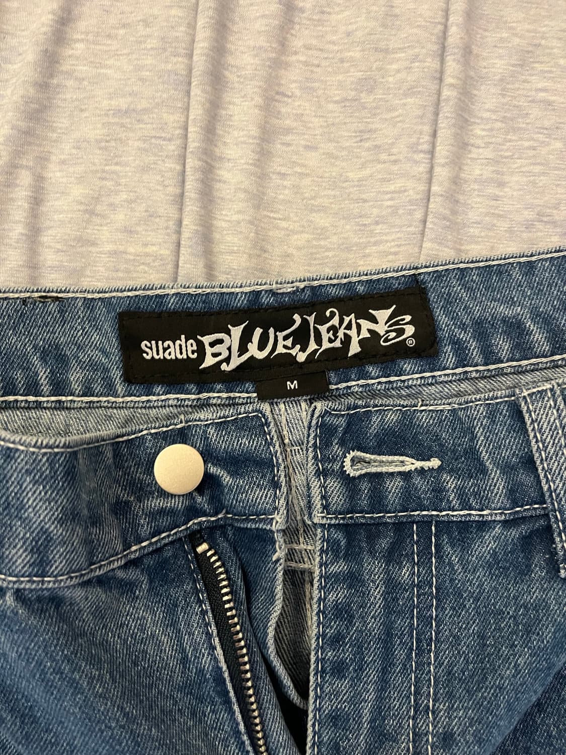 스웨이드 배기 데님 블루 상품이미지3