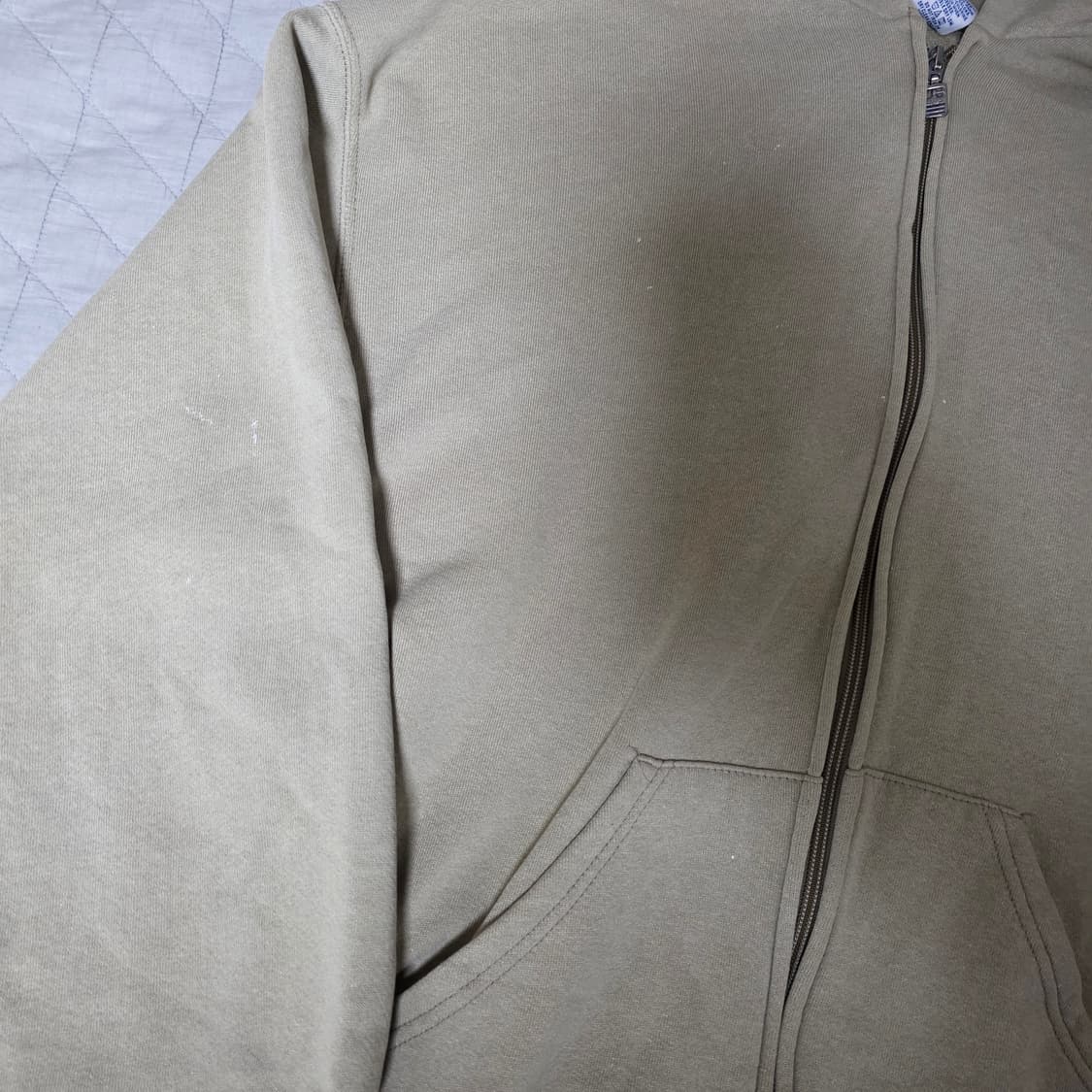 [L] 90s 빈티지 러셀 애슬레틱 탄, 베이지 후드집업 ver. 페인팅 상품이미지3