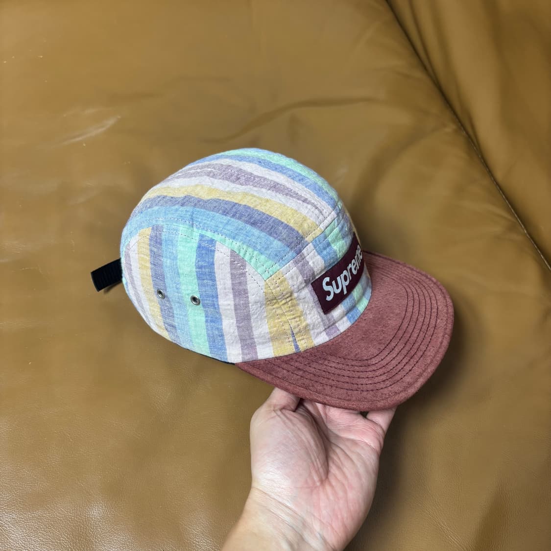 Supreme 슈프림 체크 버건디 캠프캡 모자 Check Burgundy 상품이미지3