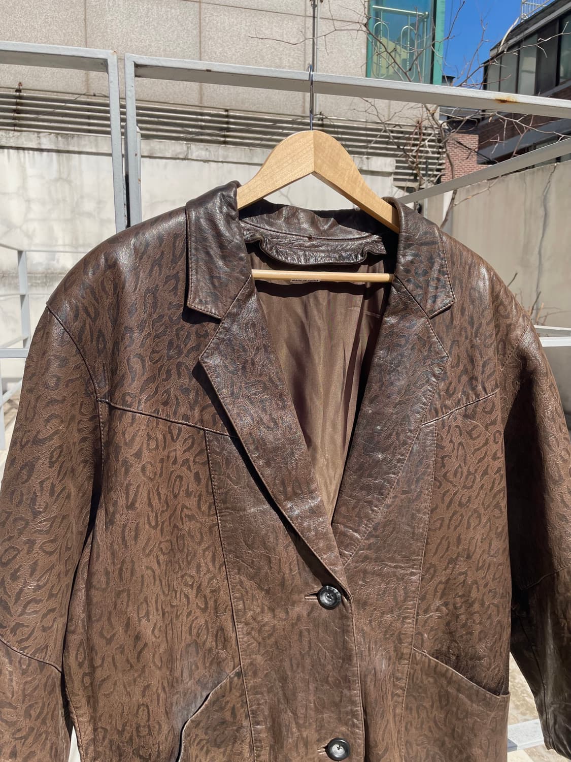 빈티지 레오파드 레더 카코트 상품이미지4