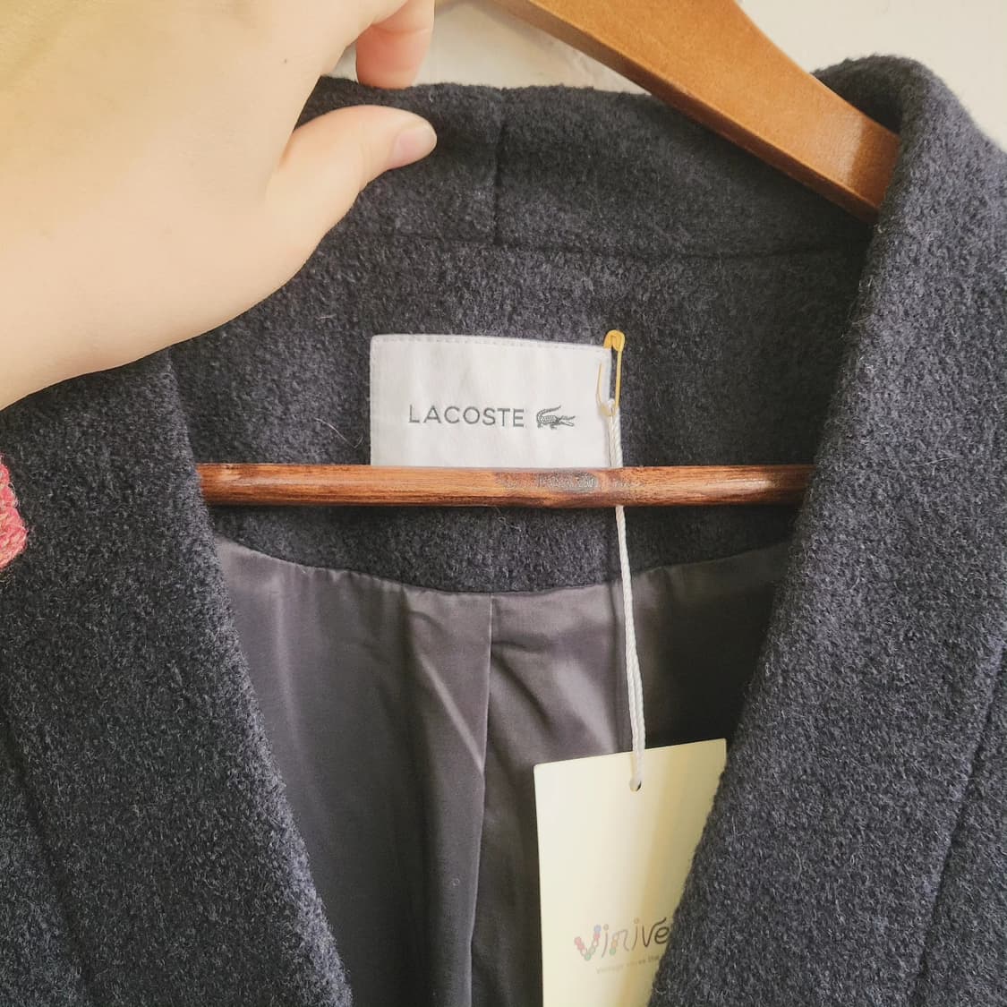 라코스테 딥네이비 노카라 모직코트 상품이미지4