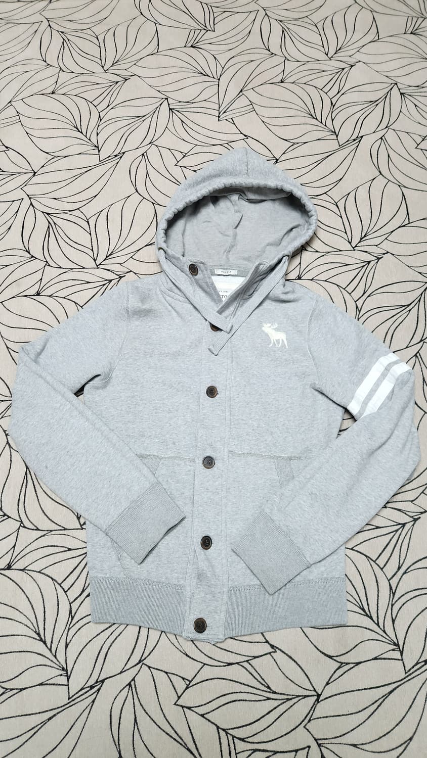 아베크롬비 그레이 후드 버튼 가디건 M 상품이미지1