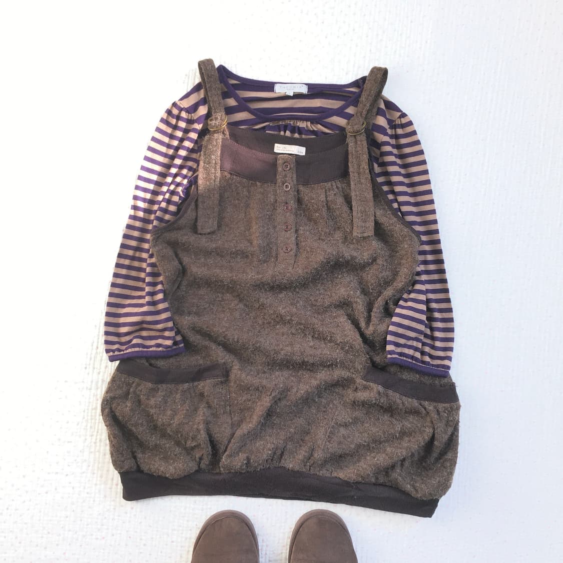 JPN/ 브라운원피스 원피스 레이어드원피스 하구미원피스  상품이미지1