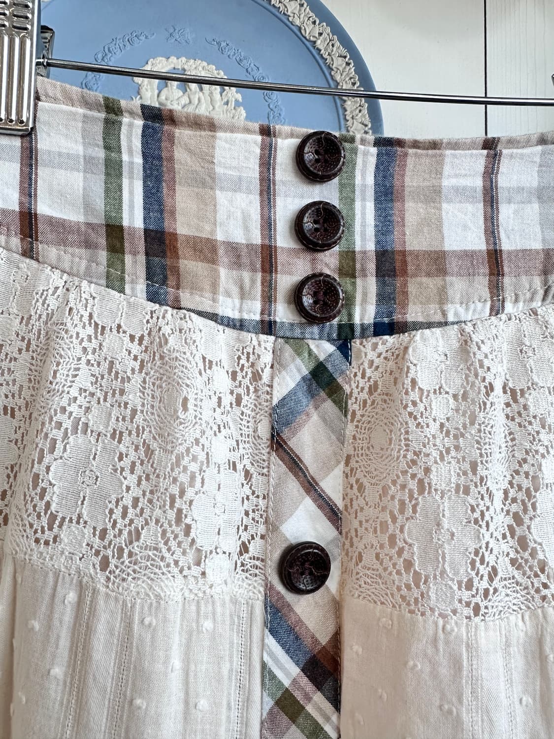 패치워크 플라워 롱 스커트 레이스 디테일 상품이미지4