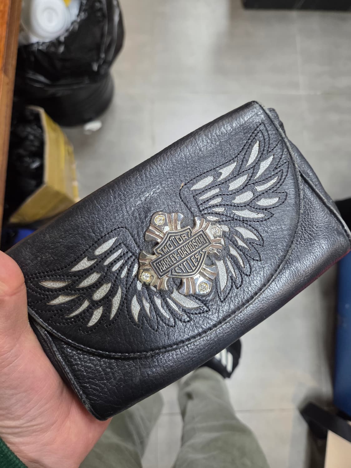 할리데이비슨 실버 윙 가죽 크로스백 상품이미지8