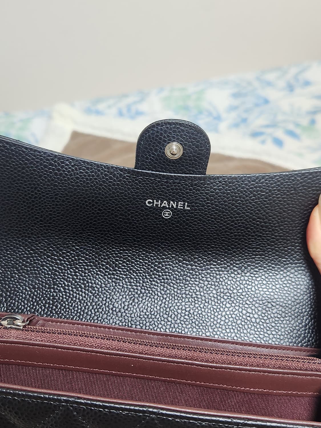 샤넬 캐비어 은장 퀼팅 장지갑(26번대, 정품감정서 있음) 상품이미지5