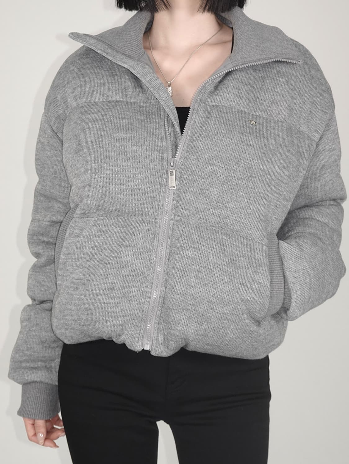 페일제이드 니트 푸퍼 자켓 패딩 그레이  상품이미지3