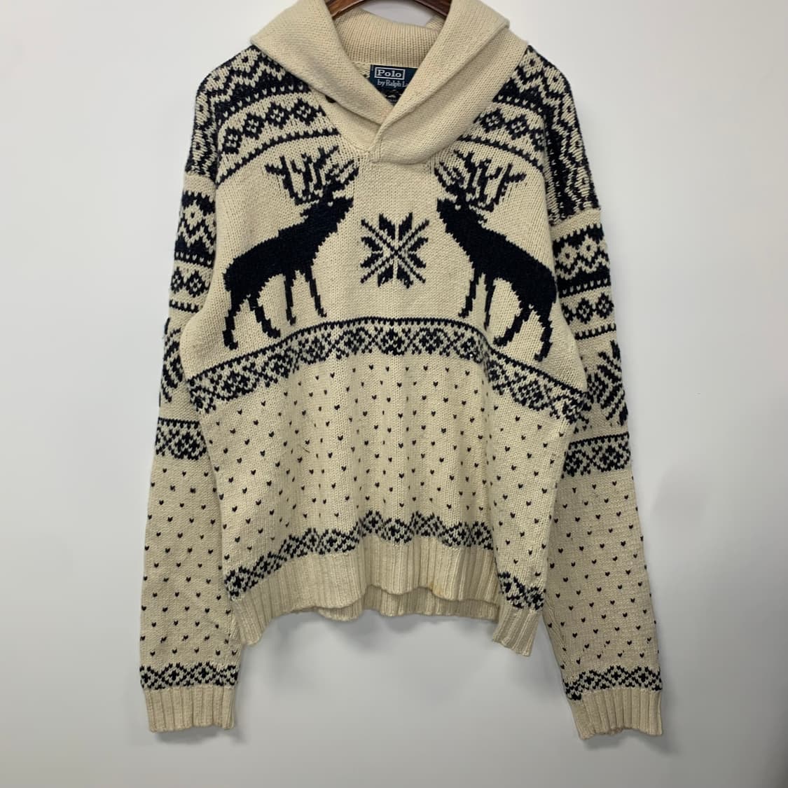 폴로 랄프로렌 아이보리 노르딕 숄카라 니트 상품이미지2