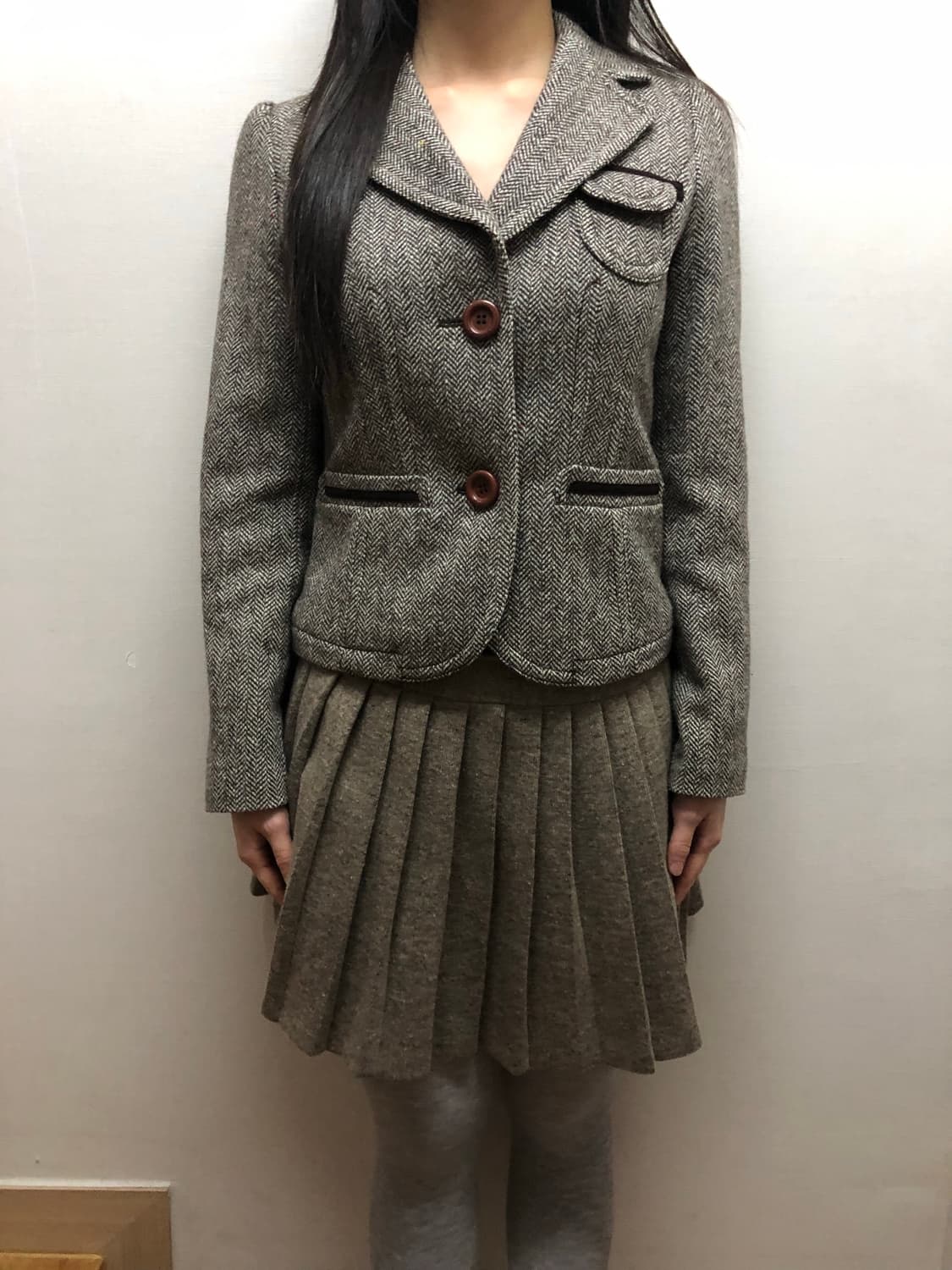 빈티지 브라운 울 헤링본 자켓 상품이미지1