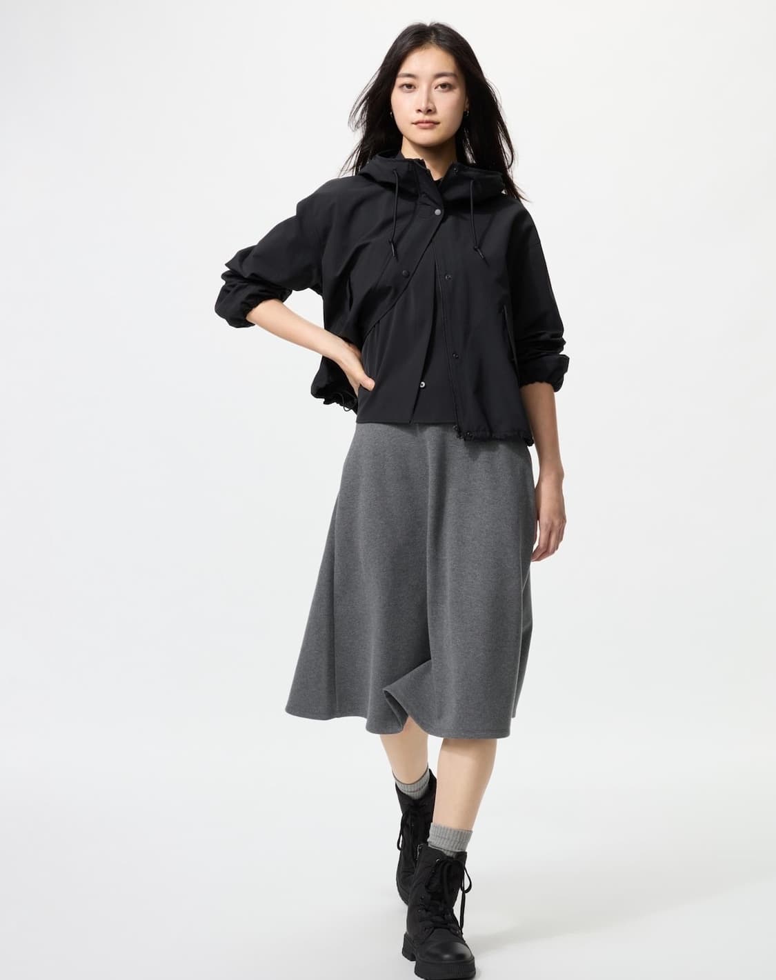 새상품) S 사이즈 유니클로 브러시드 저지 미디어 플레어스커트 상품이미지1