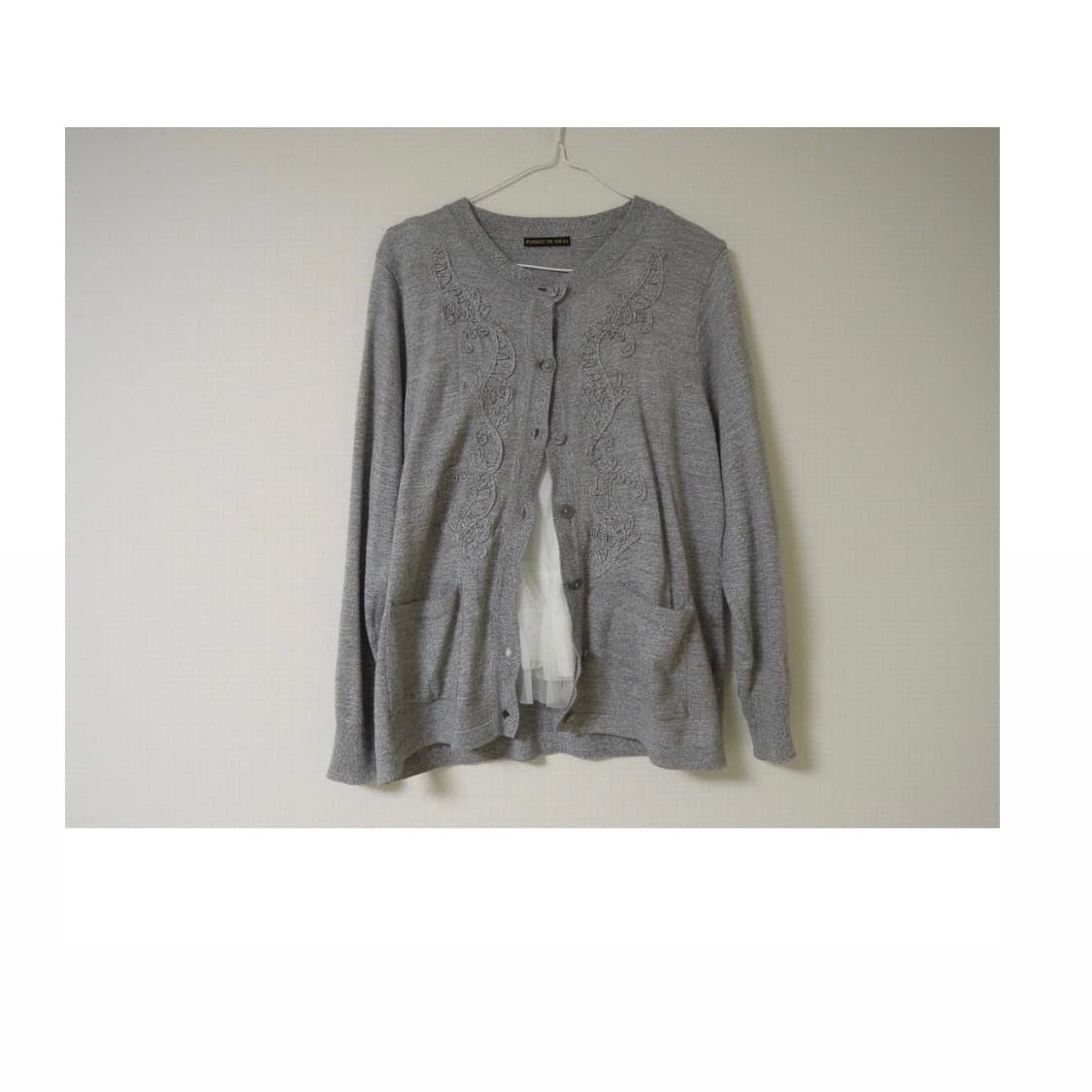 앤틱 자수 페어리 샵페어리 그레이 가디건 모리 하구미 상품이미지1