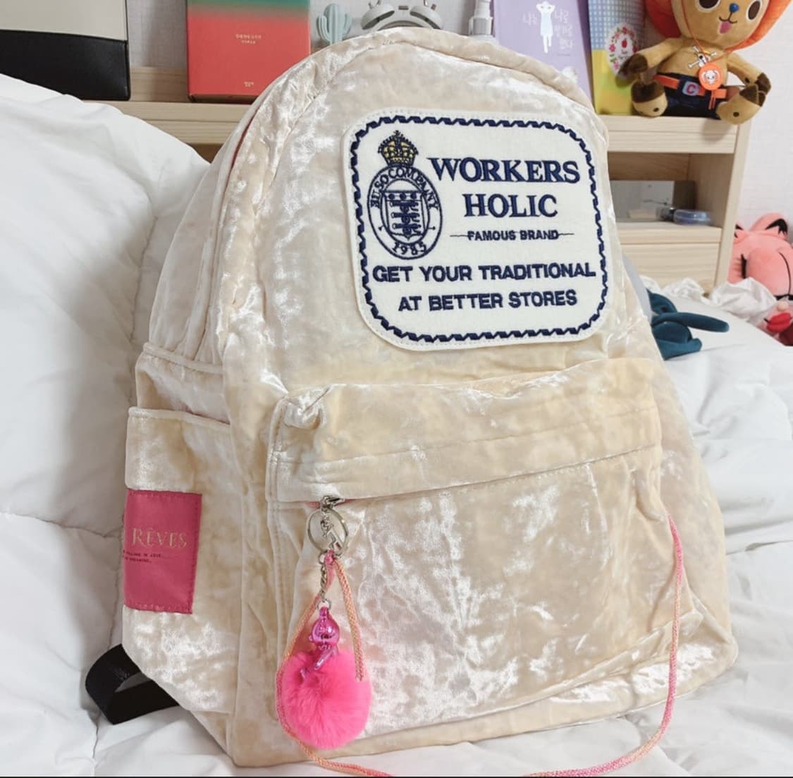 WORKERS HOLIC 벨벳 베이지 백팩 상품이미지1