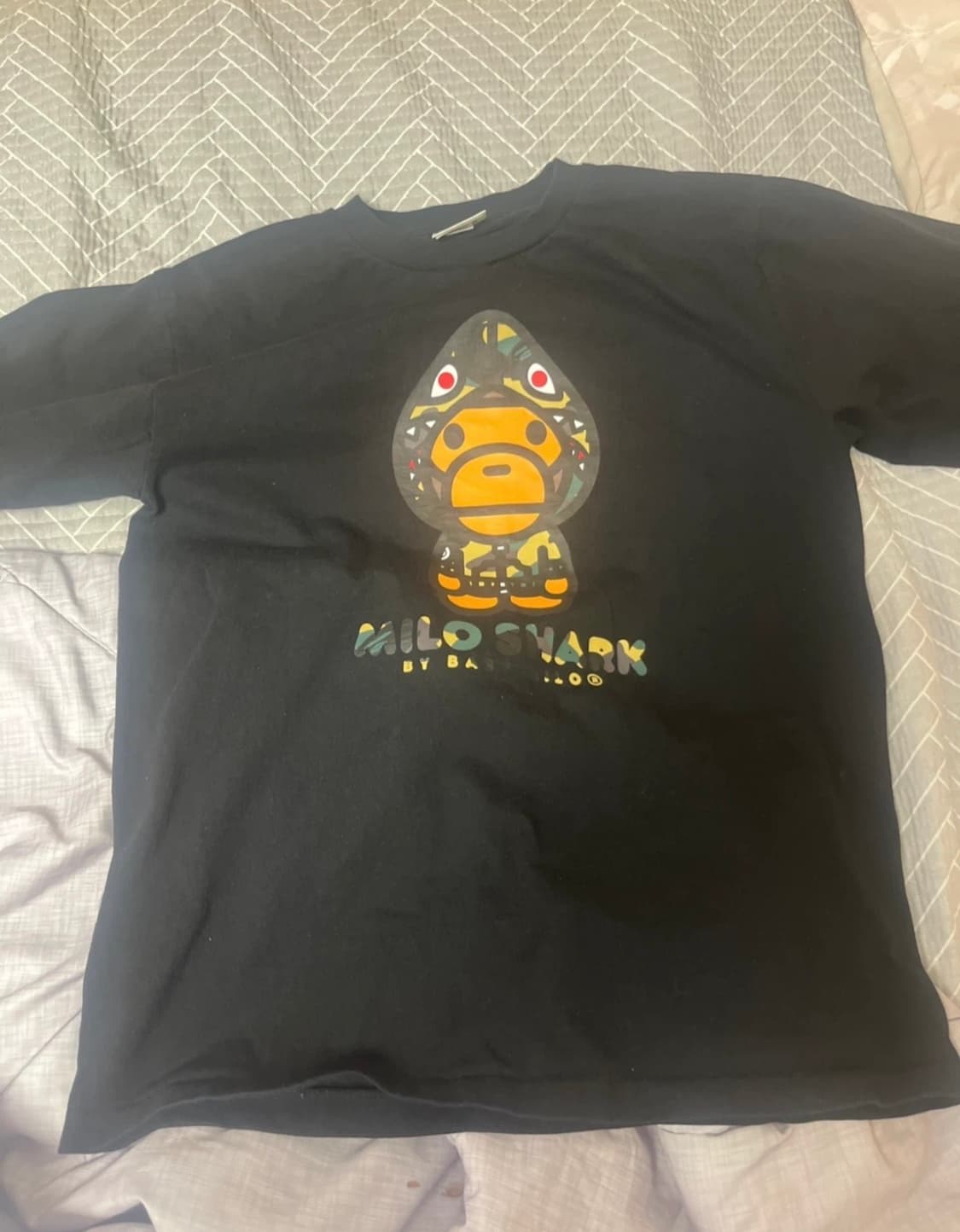 BAPE 베이프 카모 밀로 샤크 긴팔티 블랙(m) 상품이미지2