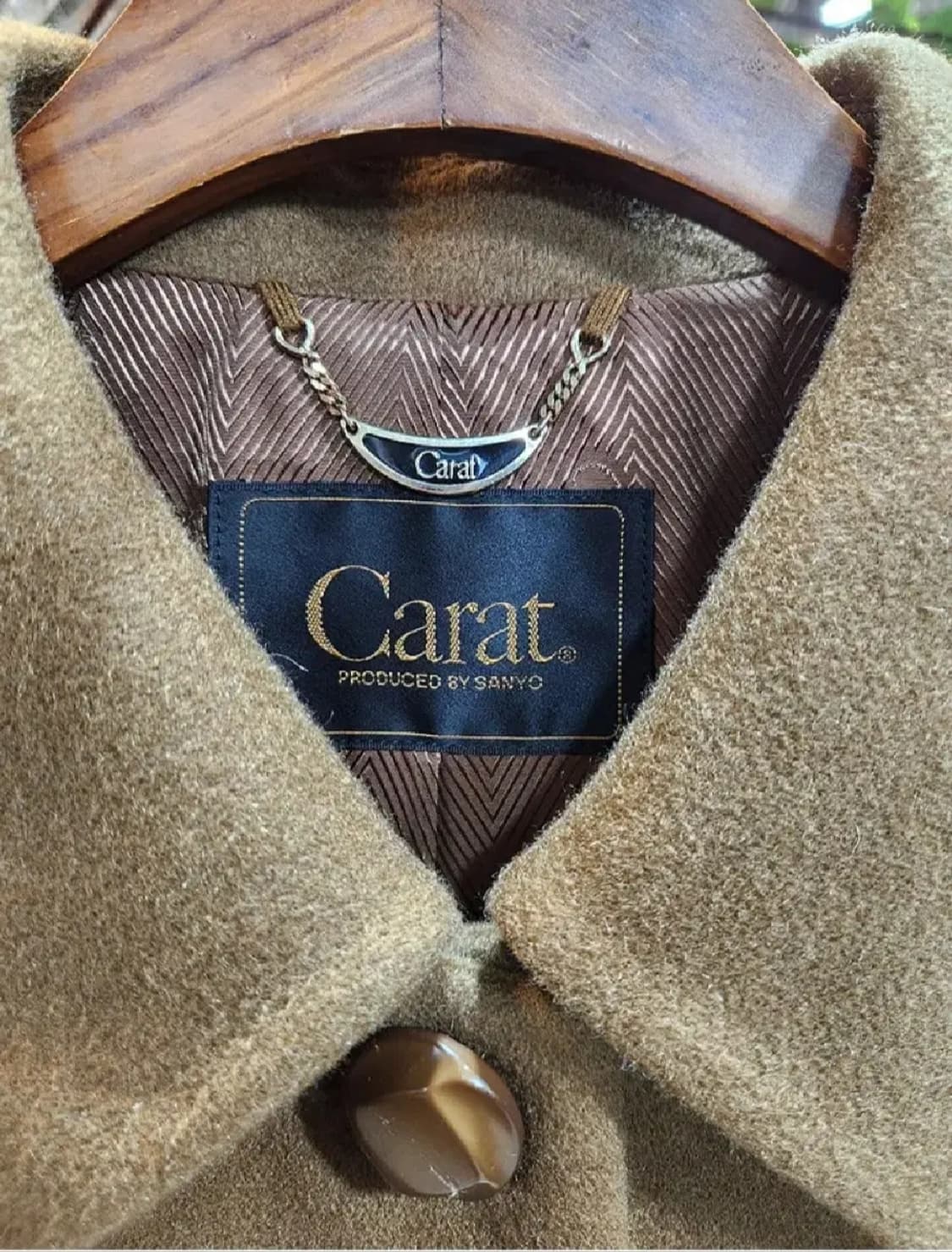 90s CARAT by 산요 울 카멜 브라운 롱 빈티지 코트 상품이미지5