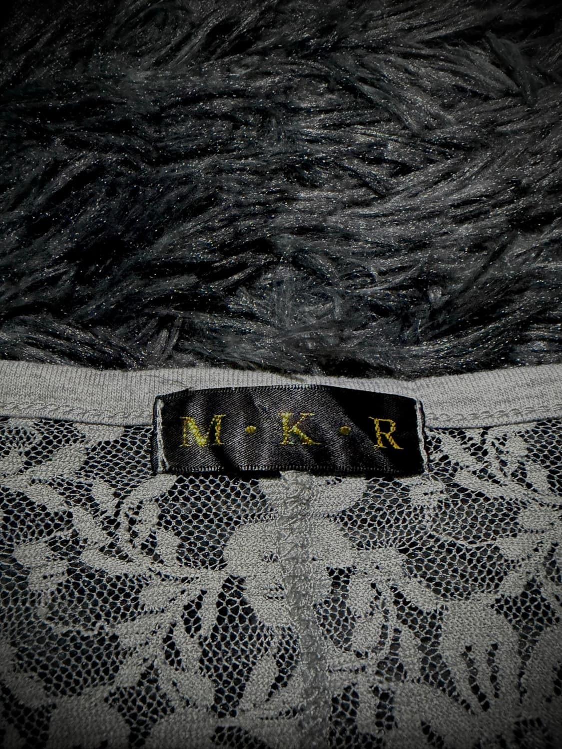 M.K.R 그레이 레터링 프린팅 백 레이스 반팔 티셔츠  상품이미지9