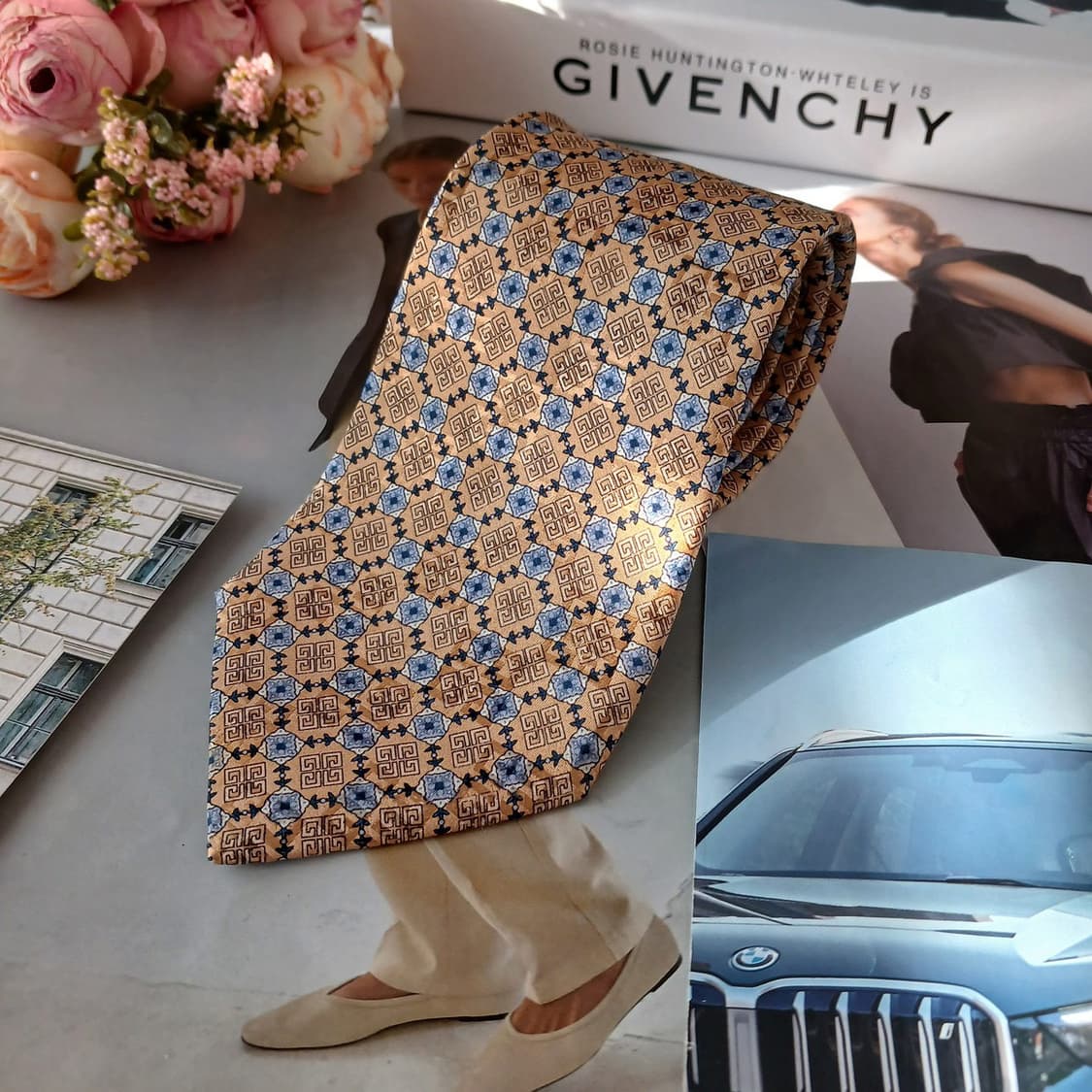 지방시 실크 베이지 4G 패턴 넥타이 9cm A등급 A19213
 상품이미지2