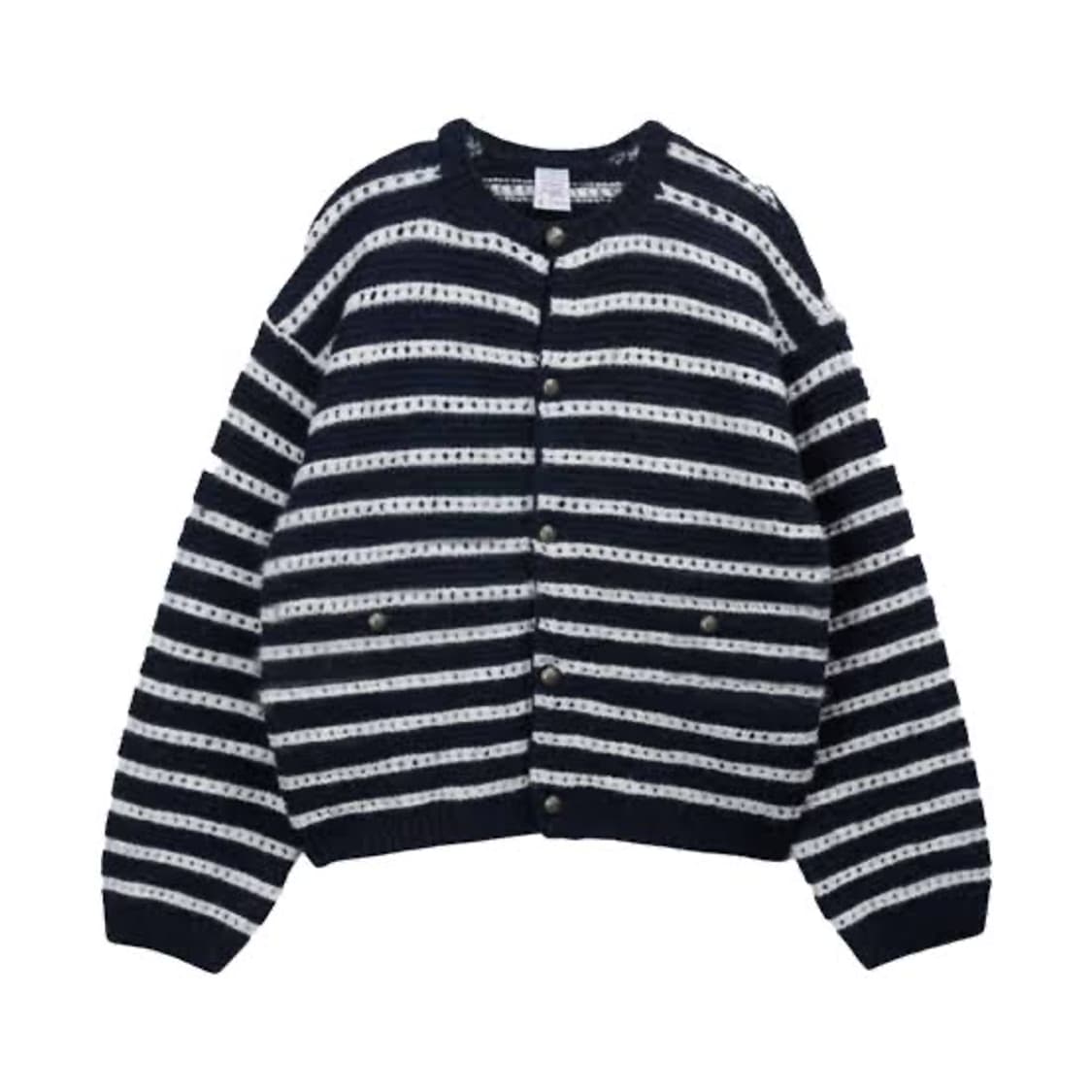 stu 라운드넥 스트라이프 가디건 네이비 상품이미지1