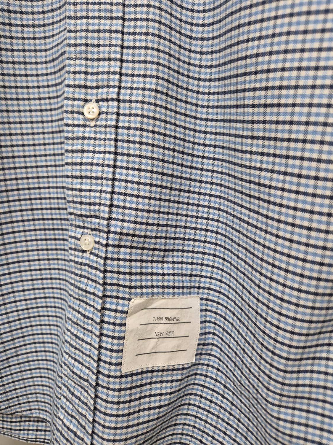 톰브라운 옥스포드 체크셔츠 블루 1사이즈 정품 상품이미지2