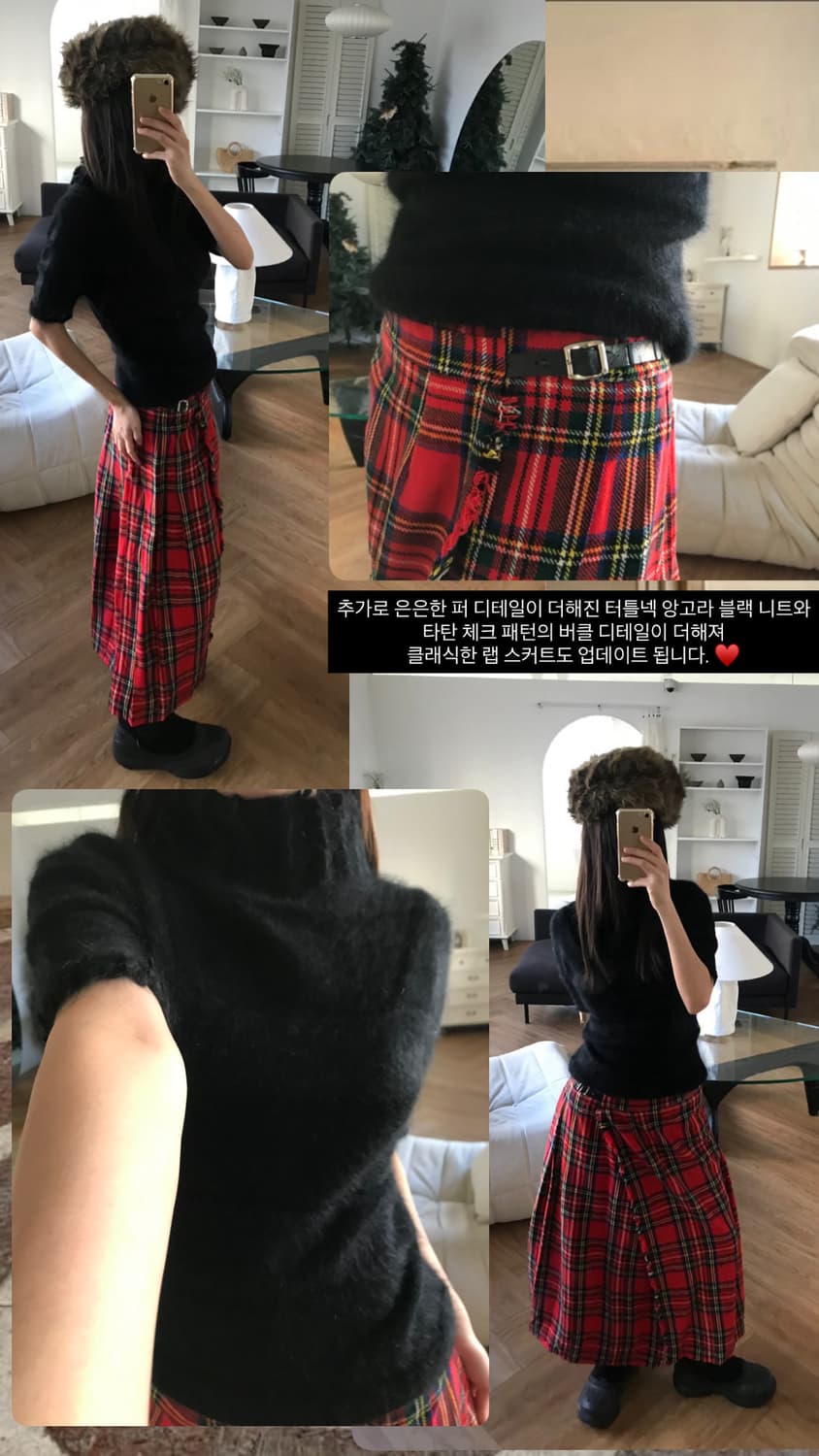 vintage check pattern wrap skirt (29inch 상품이미지9