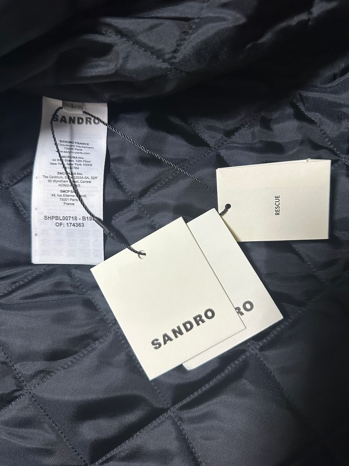 [L] 산드로 체크 퀼팅 누빔 셔츠 자켓 블랙 - 새상품 상품이미지9