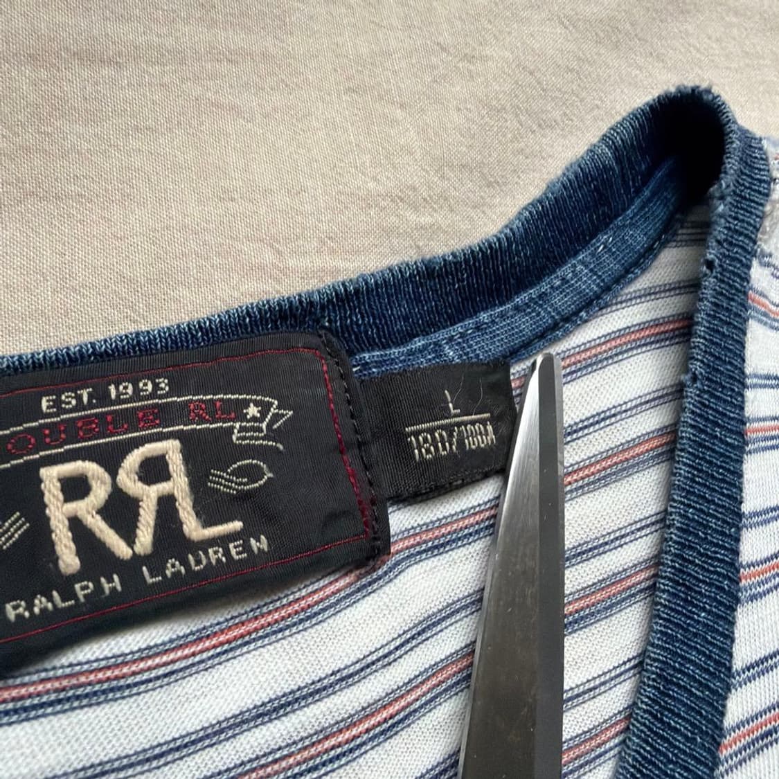 RRL 더블알엘 인디고 멀티 스트라이프 포켓 반팔티 상품이미지5
