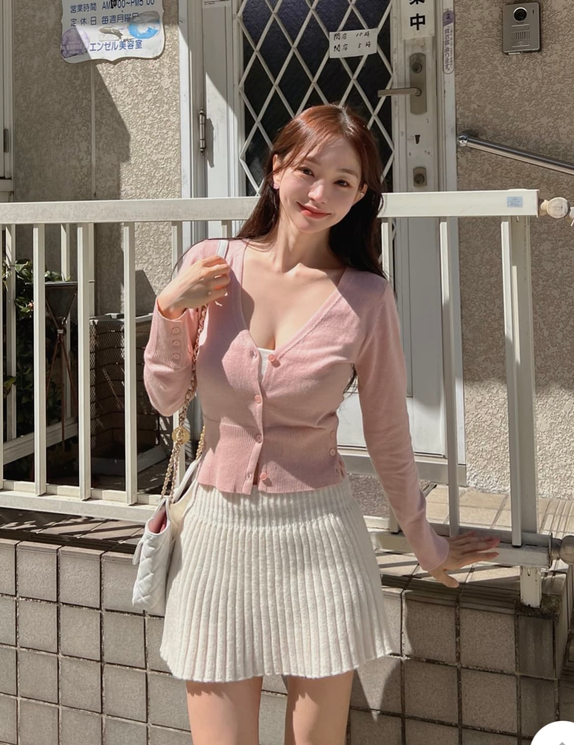 카인다미 울 가디건 - 핑크 상품이미지2