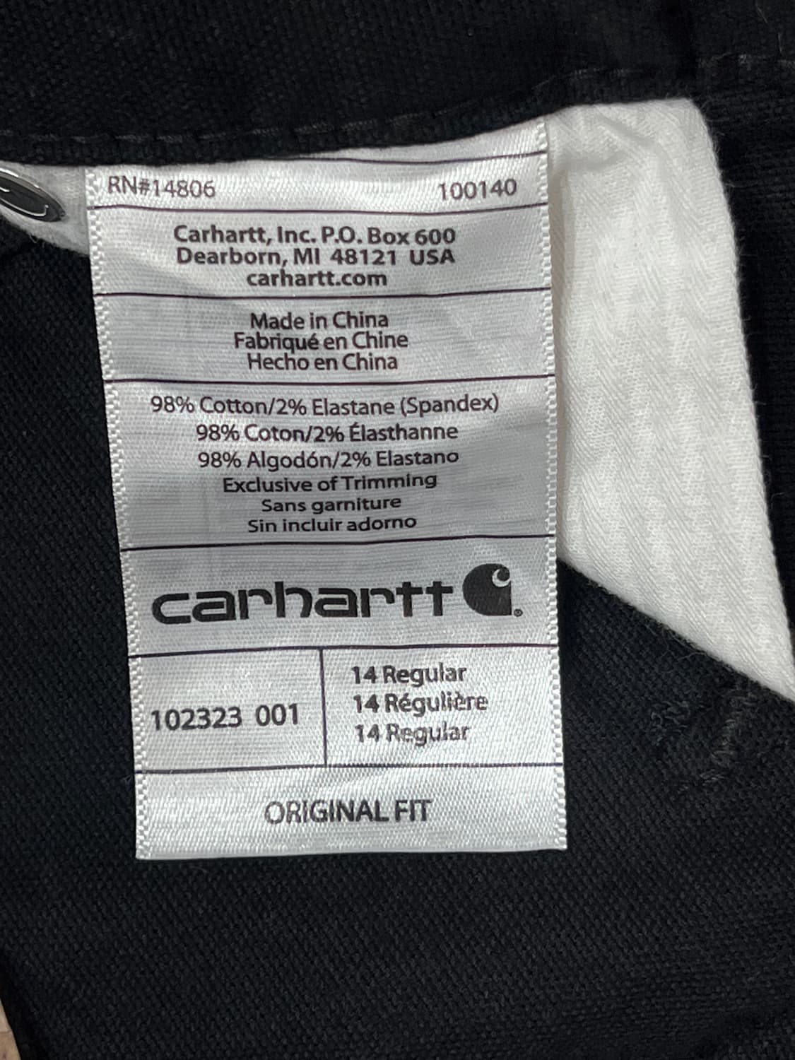 칼하트 더블니 오리지널핏 블랙 상품이미지5