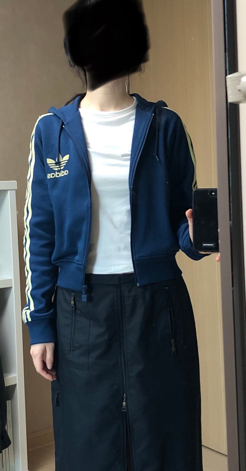 L 아디다스 후드집업 져지 자켓 연노랑 짙은파랑 네이비 상품이미지8