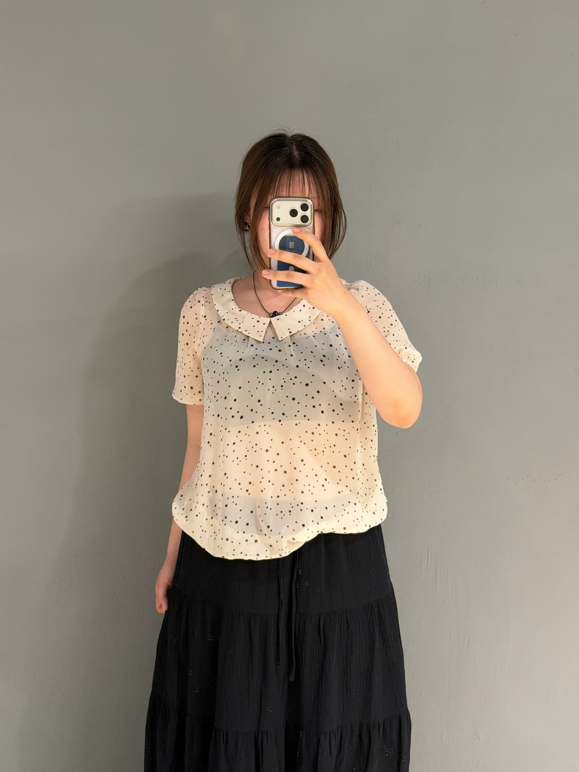 star pattern collar detail blouse we 상품이미지2