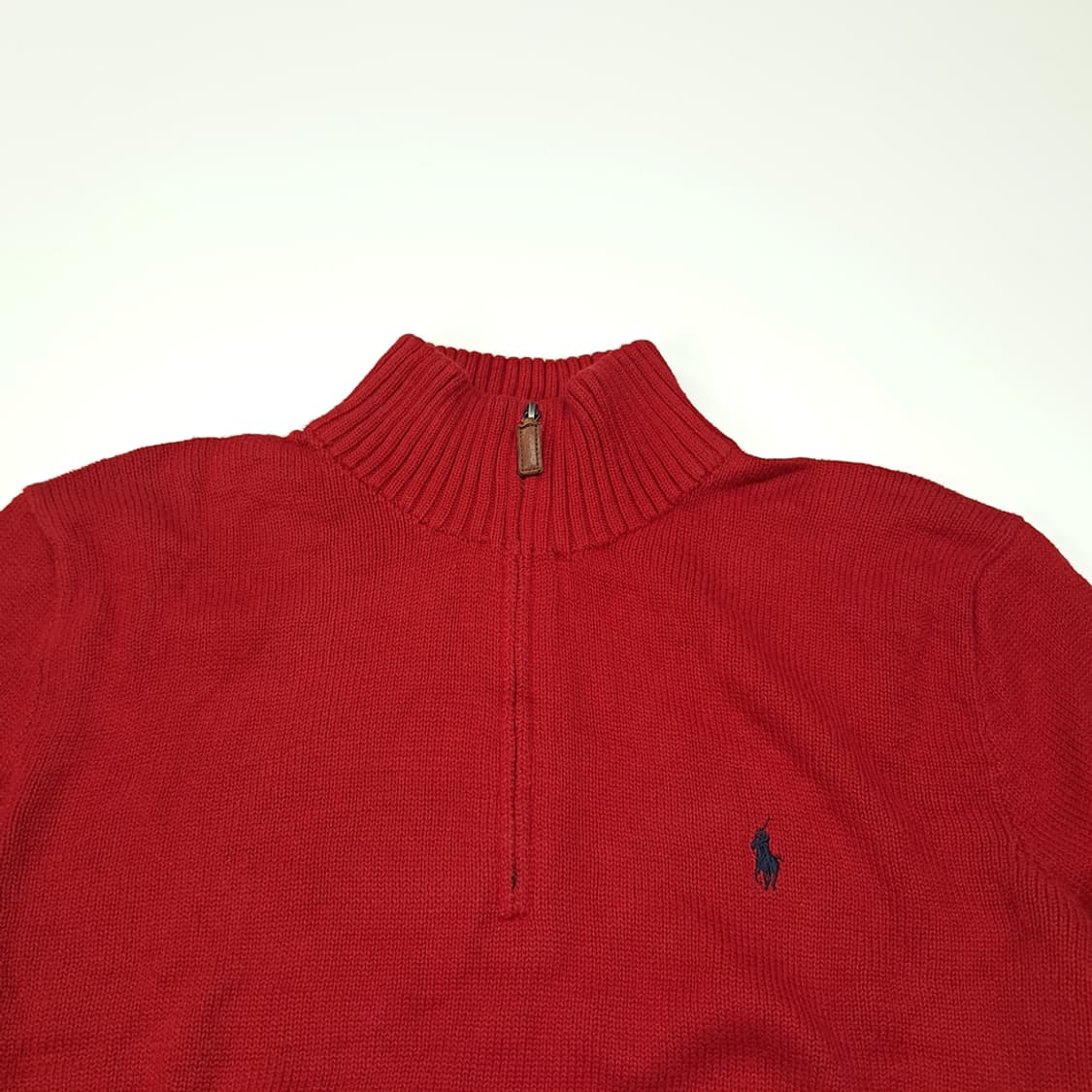 CL328 L 폴로 00s 코튼 가죽풀러 하프집업 니트 스웨터 상품이미지2