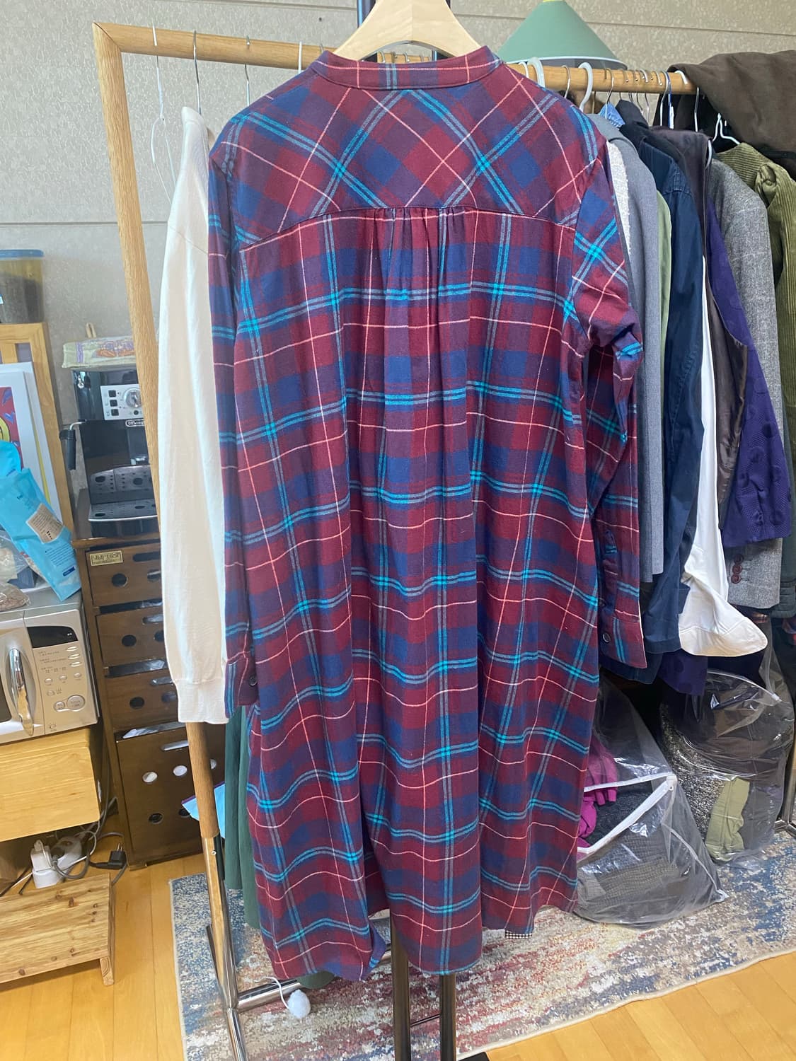 체크 셔츠 원피스 M(95) 상품이미지4