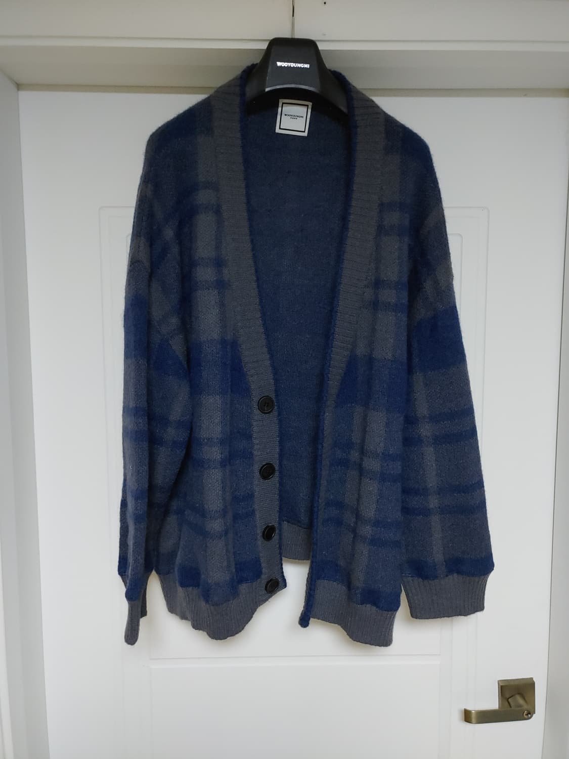 우영미 블루 체크 가디건 팝니다 상품이미지3