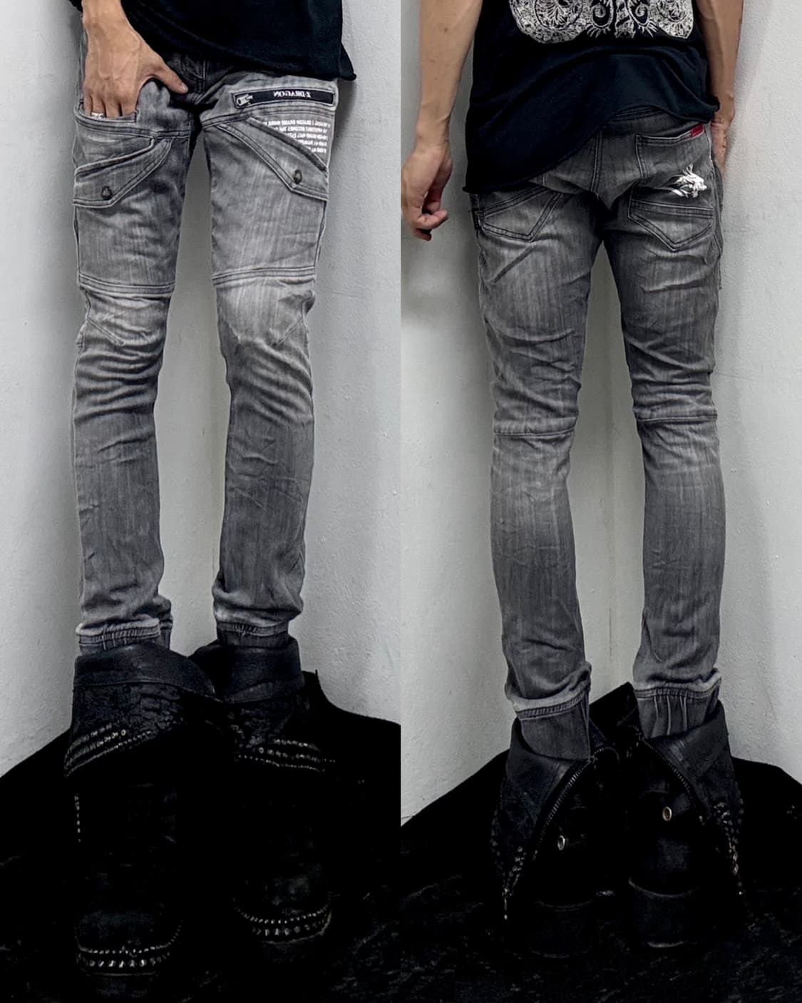 “Vintage” Grey Slim Fit Biker Pants 상품이미지1