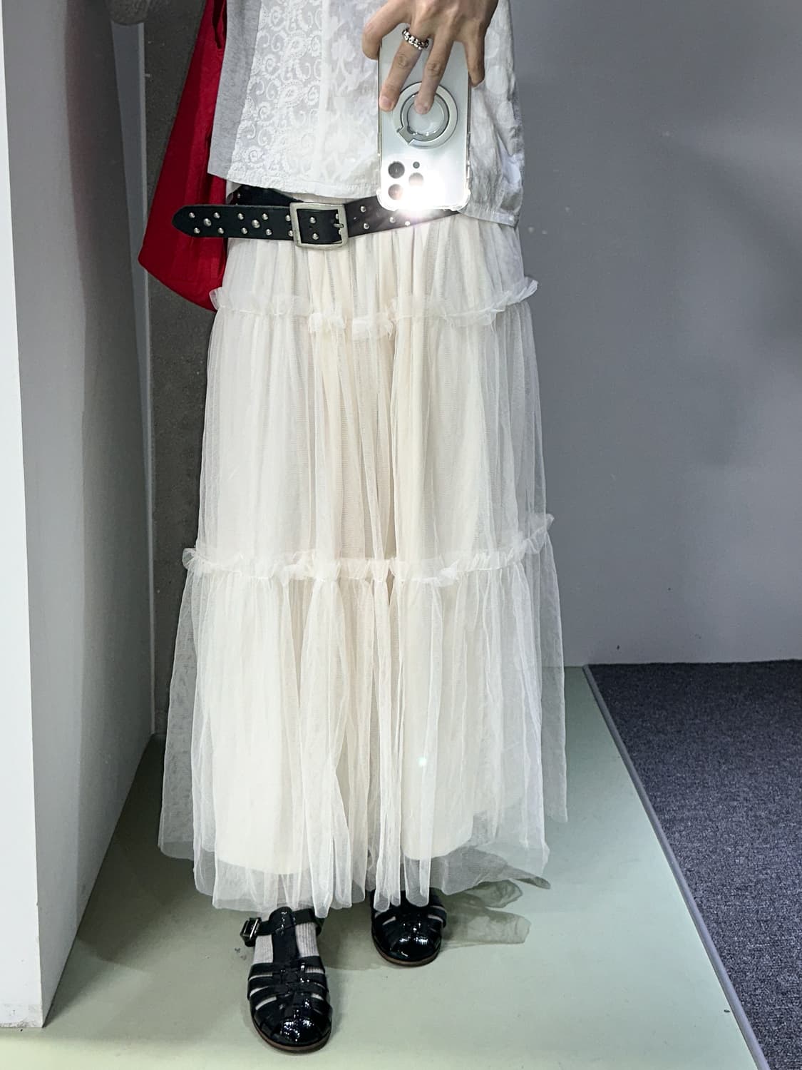 cream sha long skirt 상품이미지1