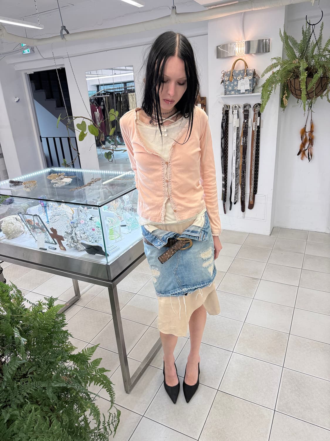 skin lace trim cardigan 상품이미지2