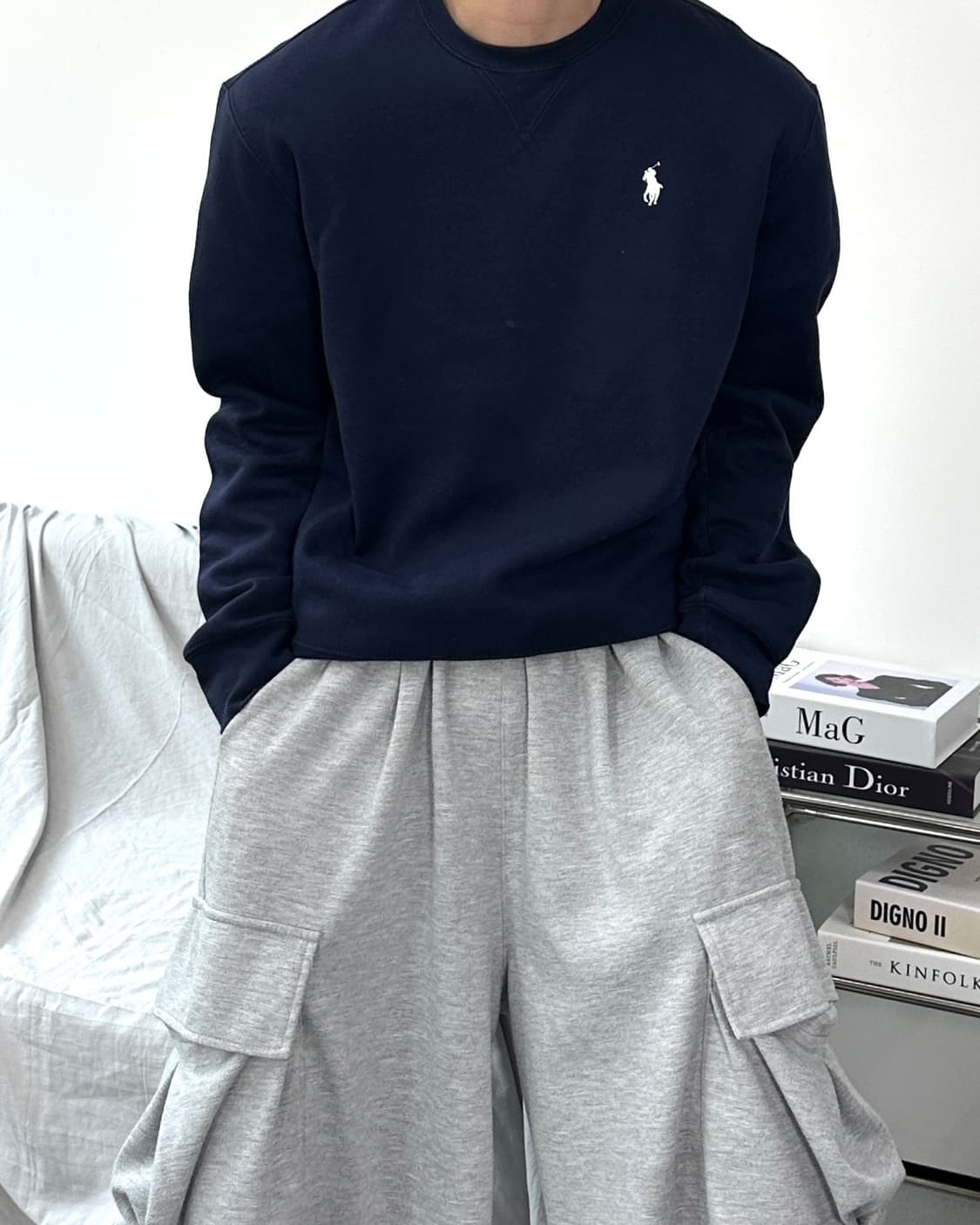 폴로 랄프로렌 네이비 화이트 포니 맨투맨 M 상품이미지1