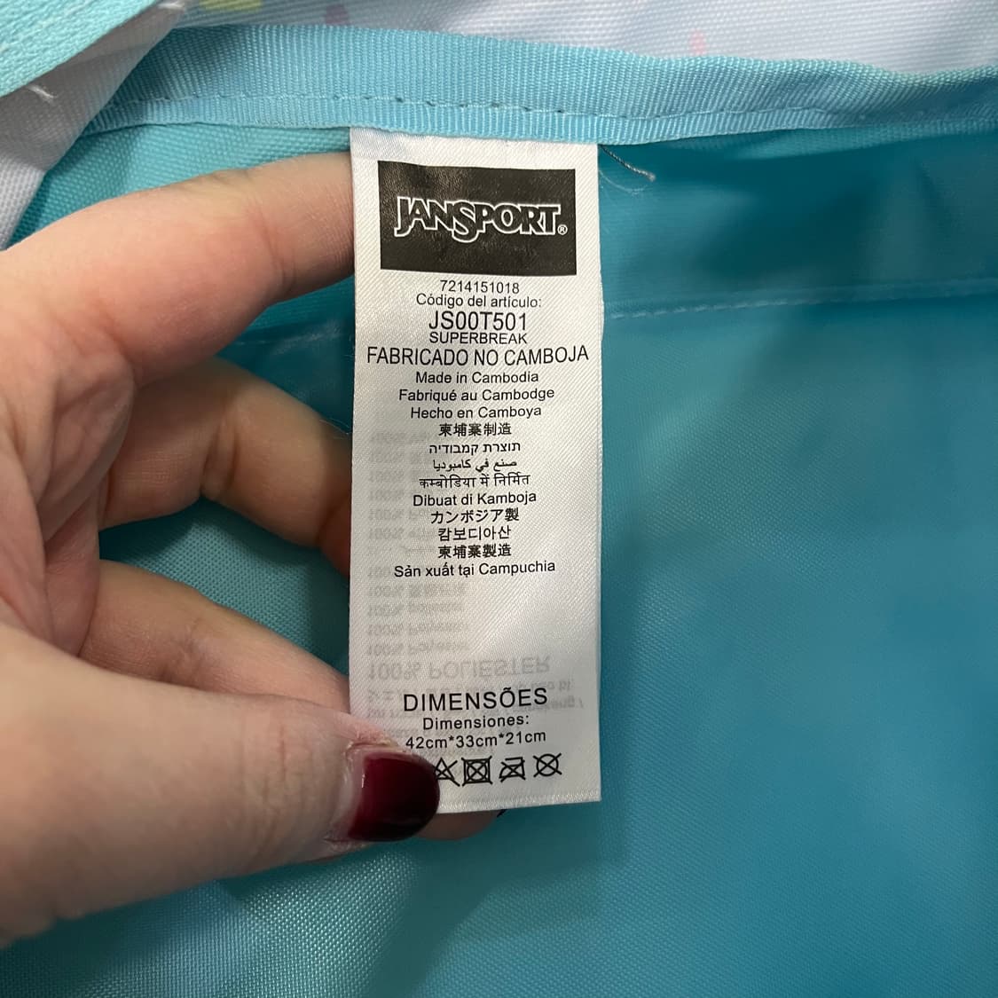 [실측확인] 잔스포츠 스프링클패턴 슈퍼 브레이크 백팩 가방 0119M1 상품이미지2