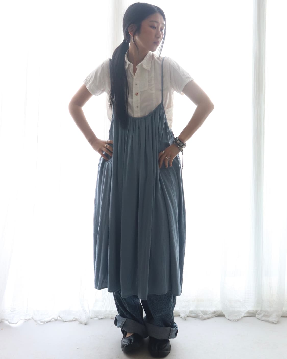 [Kelen] Blue Cotton Camisole Dress 상품이미지1