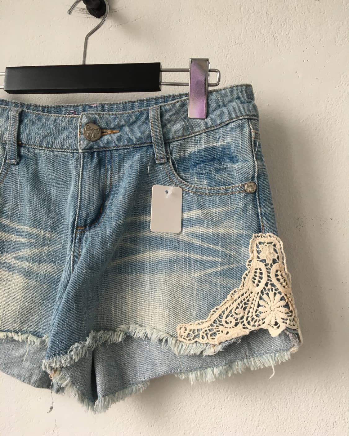 Crochet trimming denim short 상품이미지3
