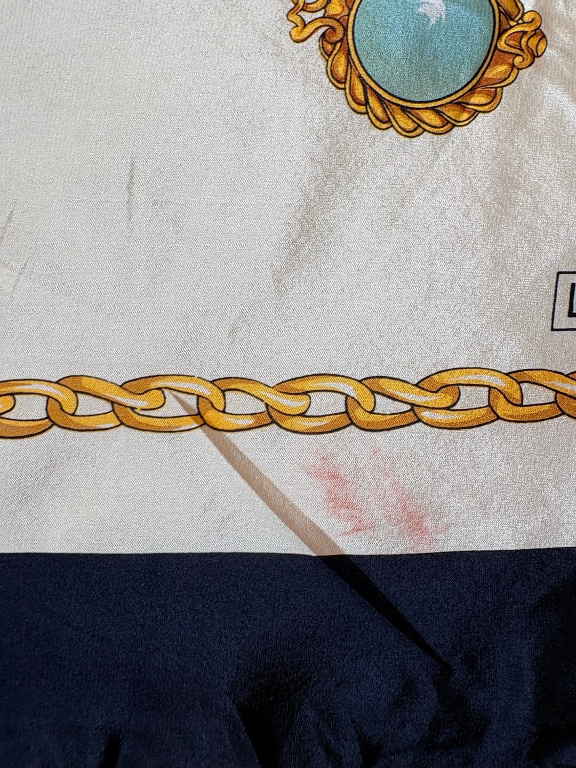 빈티지 La Fenice 회중시계 패턴 실크 스카프 상품이미지4