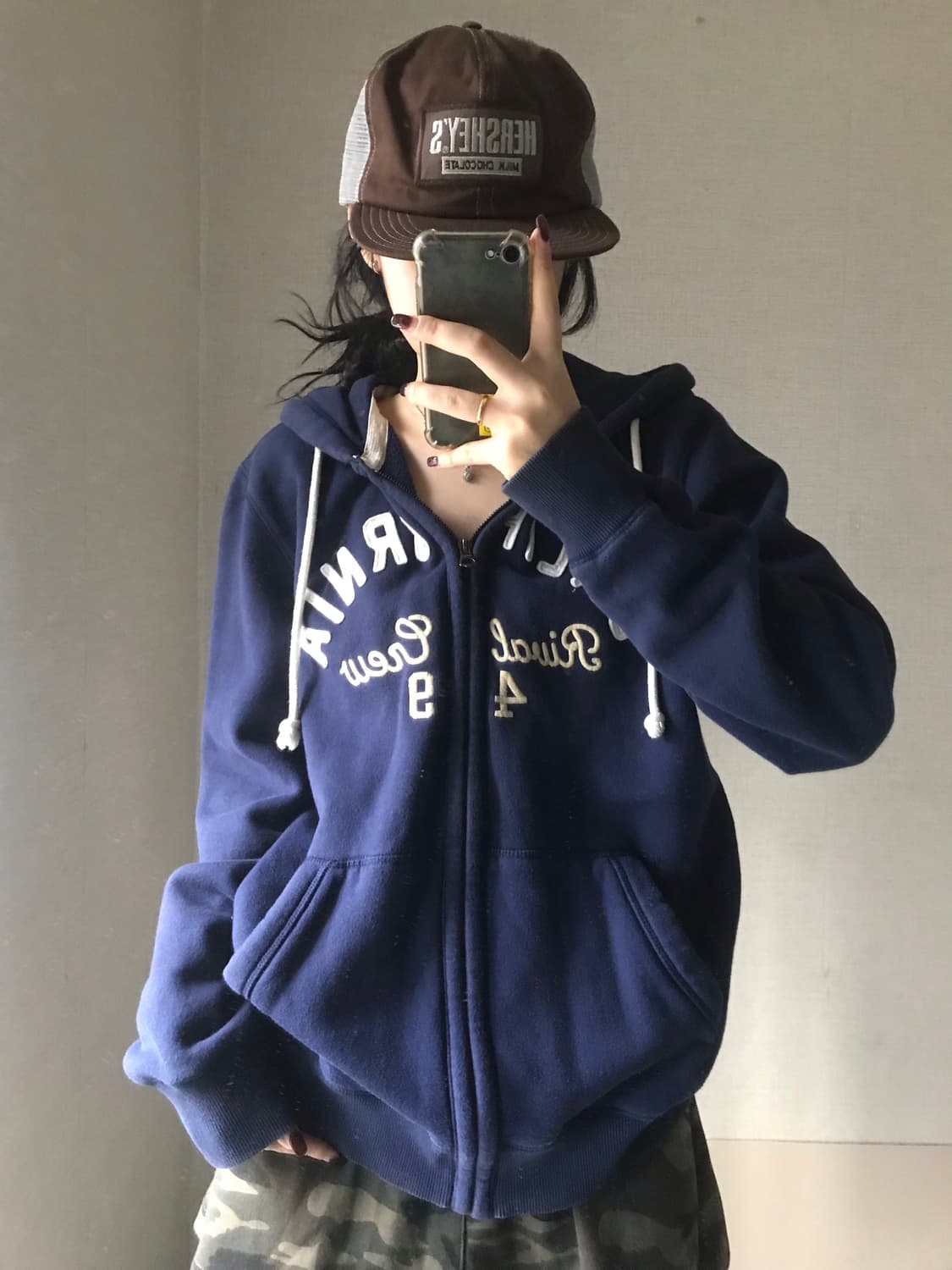 후아유 네이비 후드집업 상품이미지1