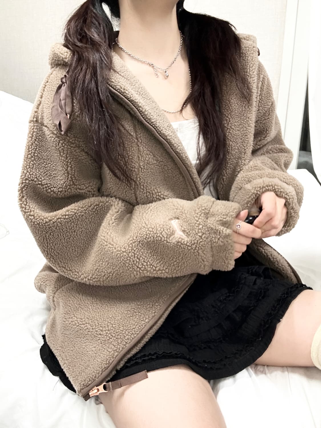 퓨마 스냅로고 초코 브라운 쉐르파 자켓 상품이미지4