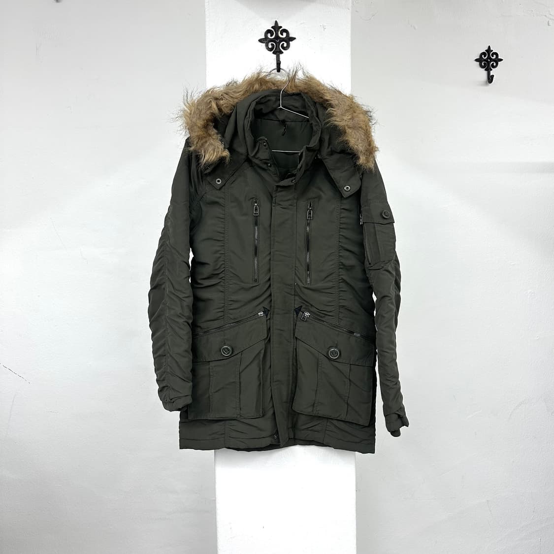 Khaki shirring fur jacket 상품이미지4