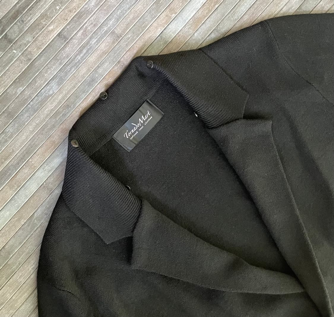 Long collar black wool cardigan 상품이미지3