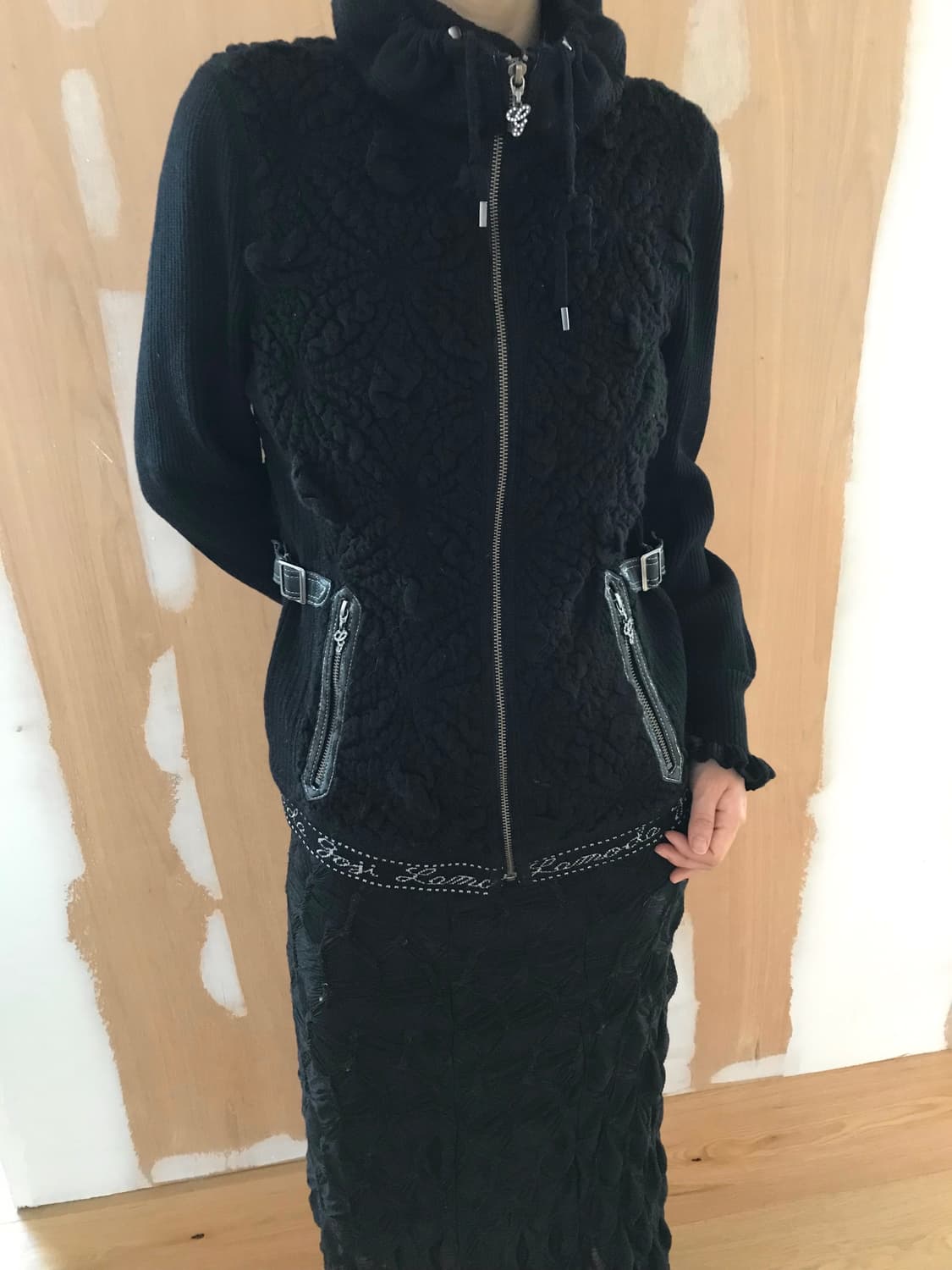 vintage high neck knit zip-up 상품이미지2