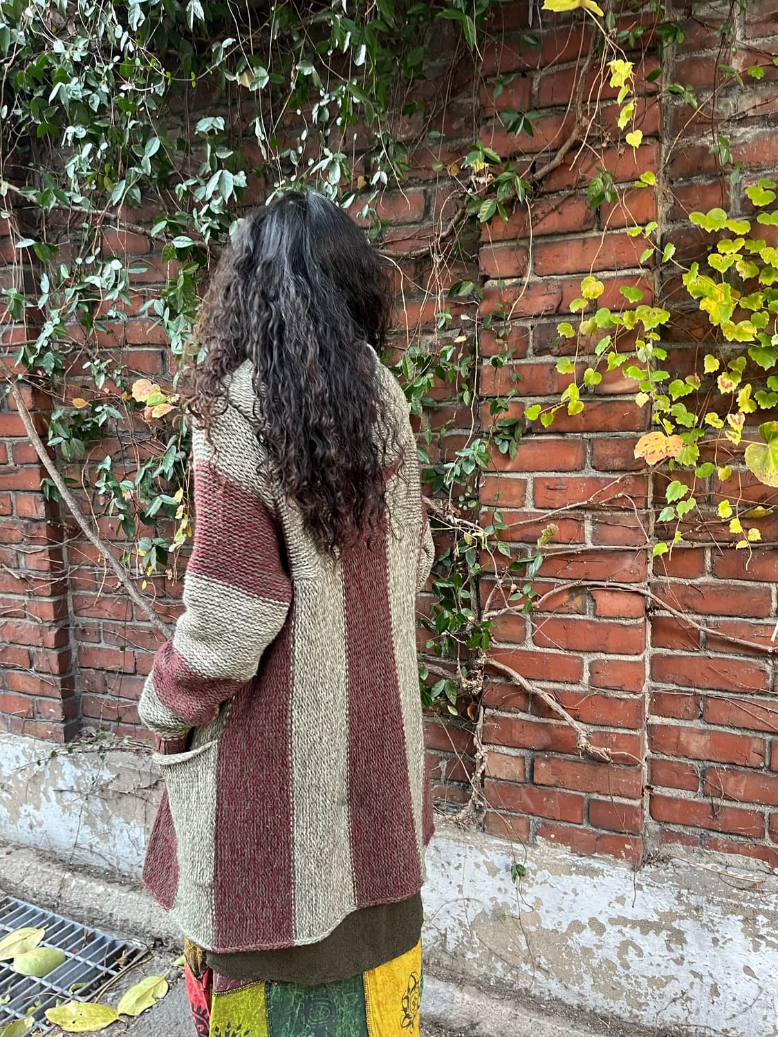 빈티지 버건디 니트 후드 더플 가디건 상품이미지6