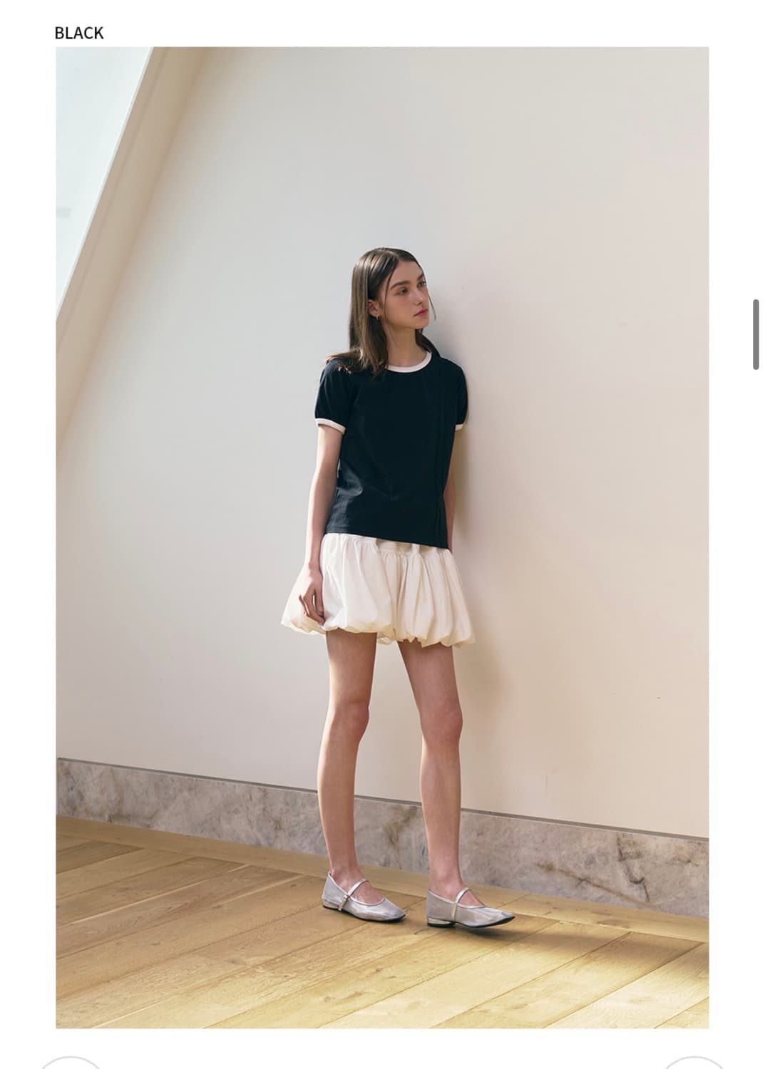 (새상품)(S) 드로우핏 우먼 더블 핀턱 링거 티셔츠 [BLACK] 반팔 상품이미지3